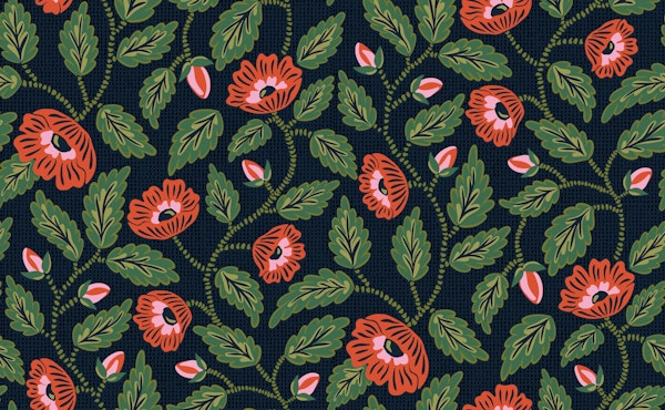 Flowering vines - moody with vibrant red