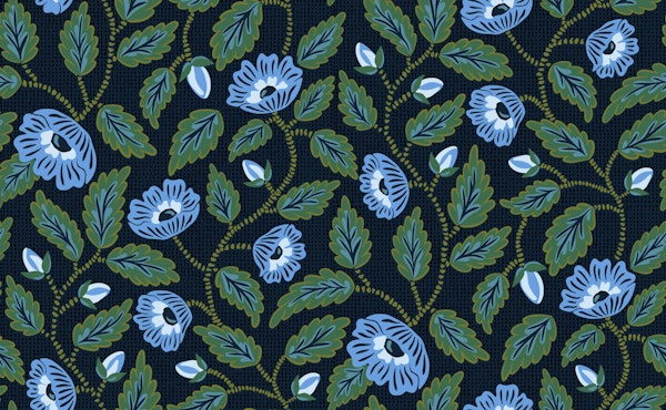 Flowering vines - moody with vibrant blue