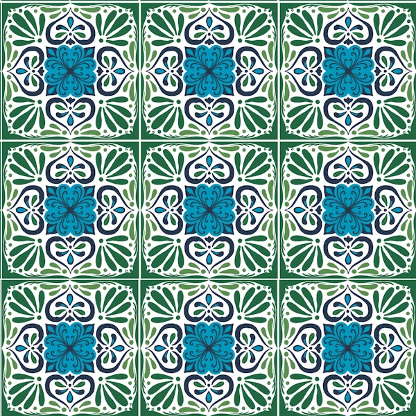 Talavera inspired tiles/ green and blue