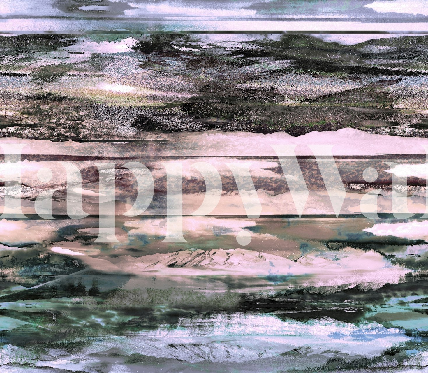 Fading mountains wallpaper in a room