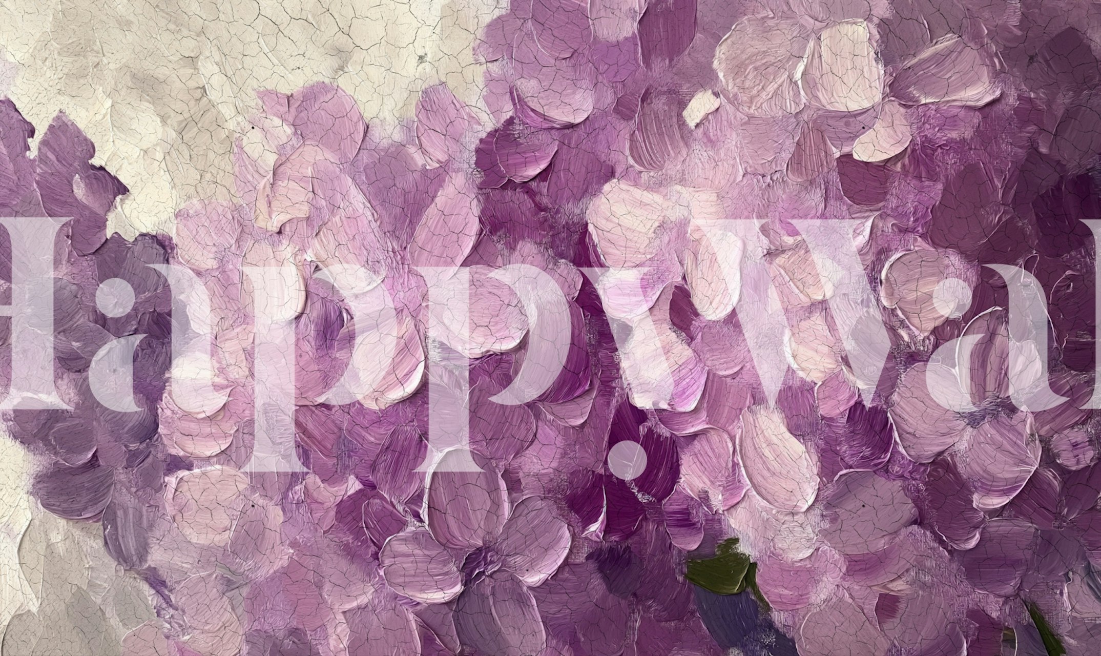 Lilac blossom painting wallpaper in a room