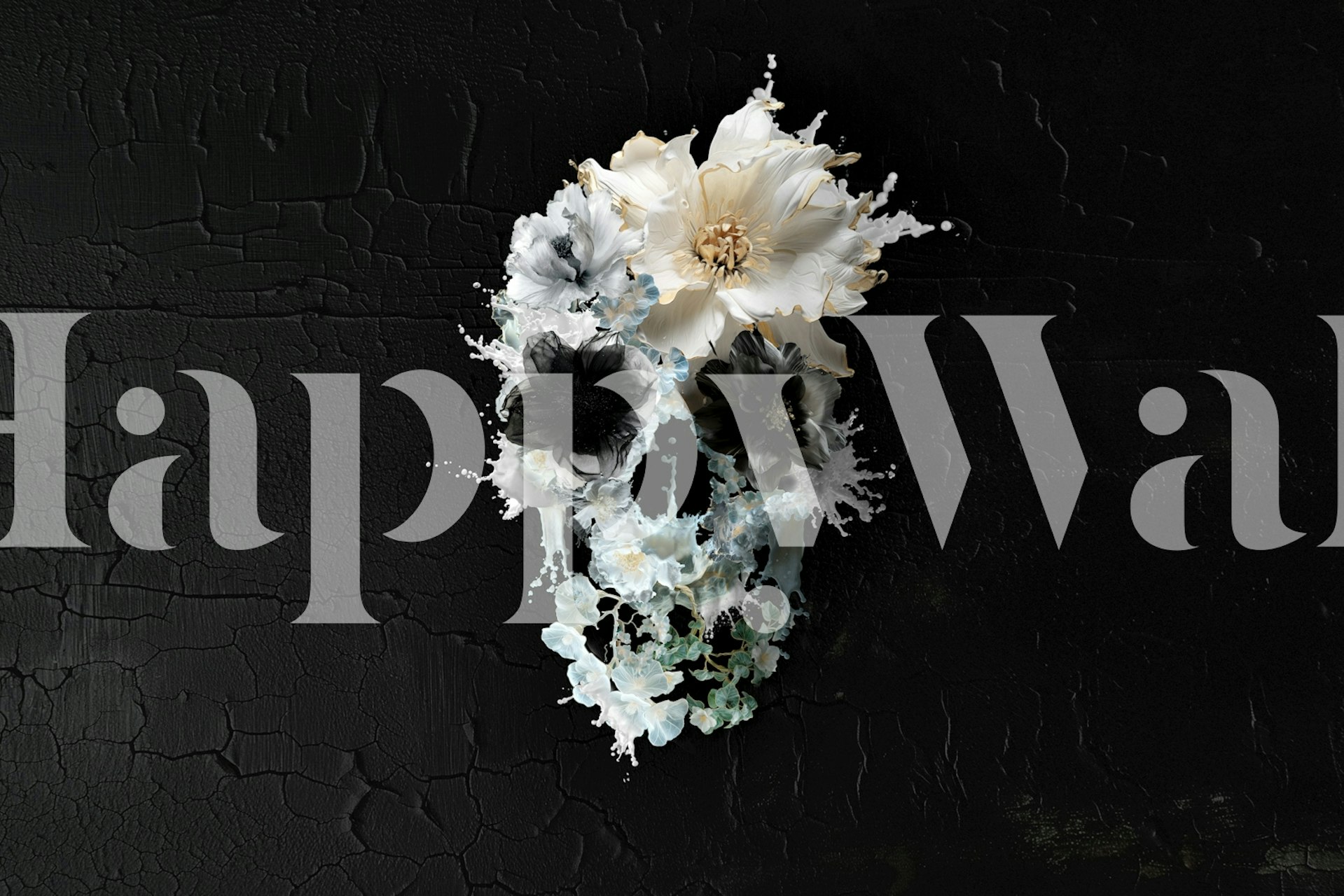 Bloom Splash Blumen Tapete in einem Raum