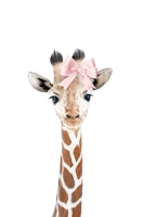 Pink Bow Giraffe behang
