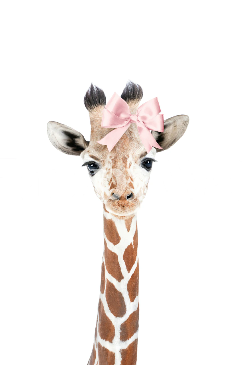 Pink Bow Giraffe wallpaper in a room