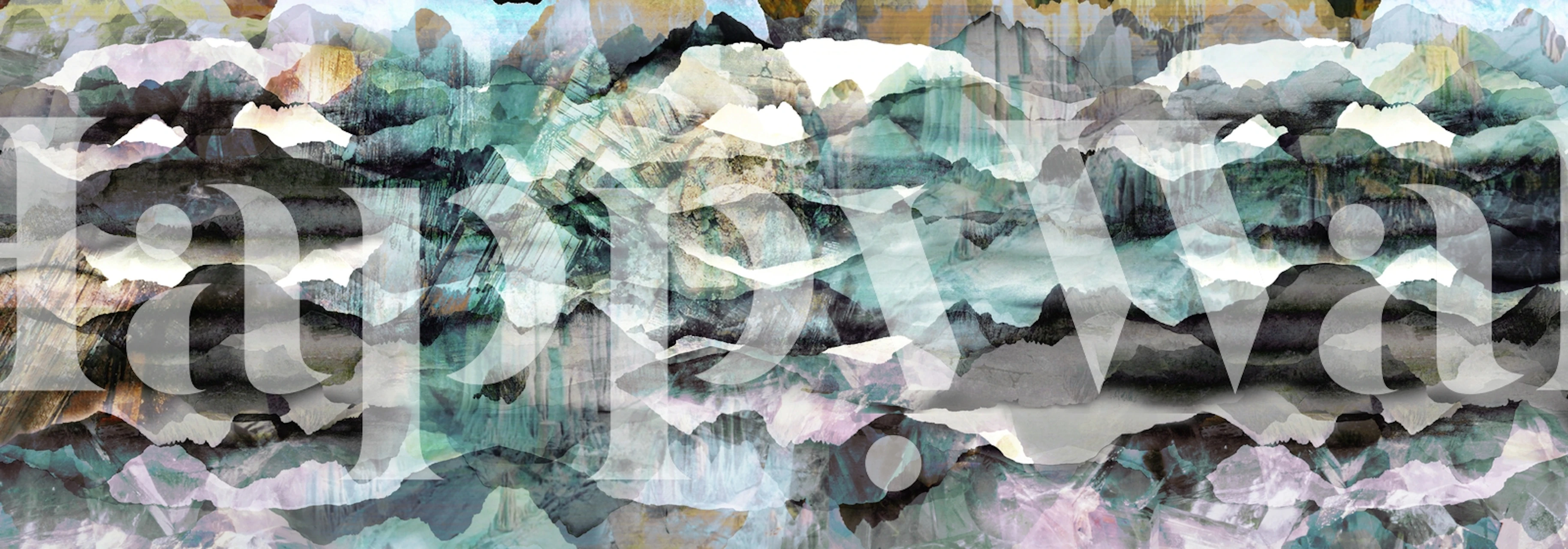 Foggy mountains wallpaper in a room