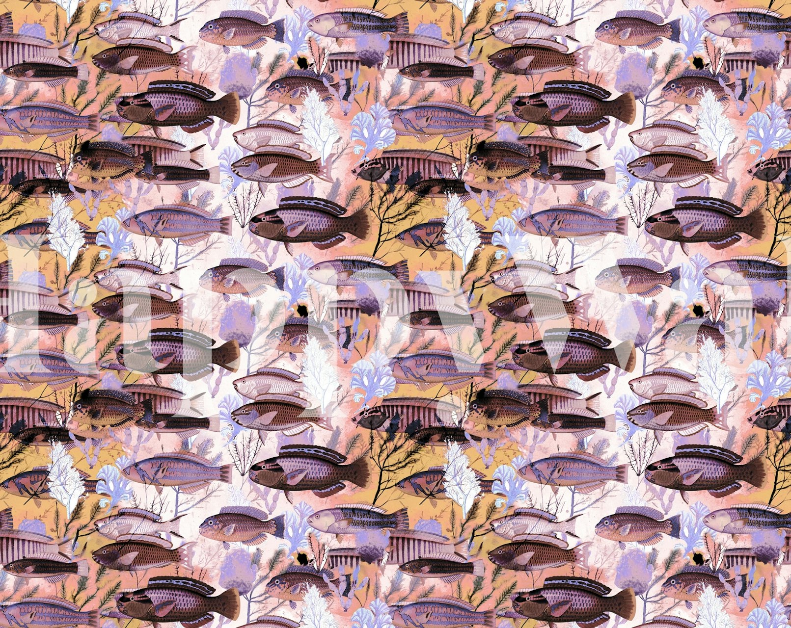 Playful coral reef wallpaper in a room