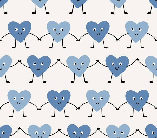 Happy Love Hearts Blue