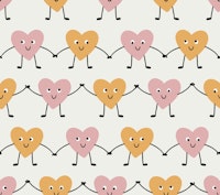 Happy Love Hearts Yellow Pink ταπετσαρία