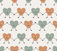 Happy Love Hearts Boho Brown Green ταπετσαρία