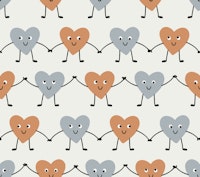 Happy Love Hearts Boho Brown Blue ταπετσαρία