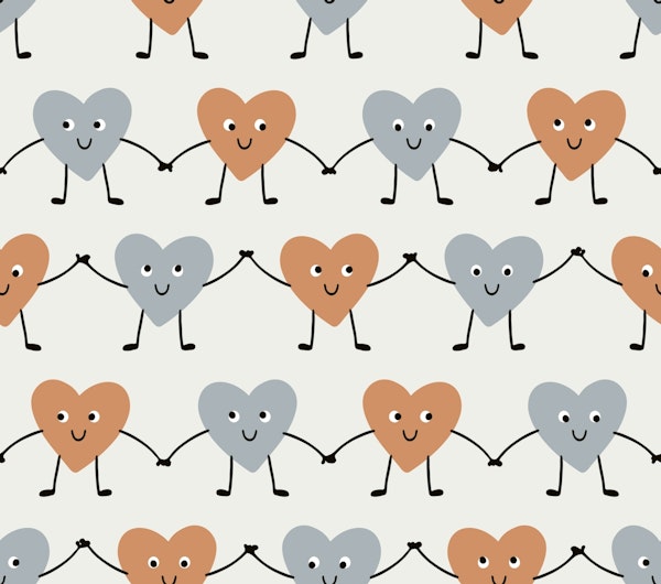 Happy Love Hearts Boho Brown Blue
