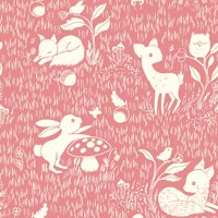 Sweet woodland friends - mono dusty rose carta da parati