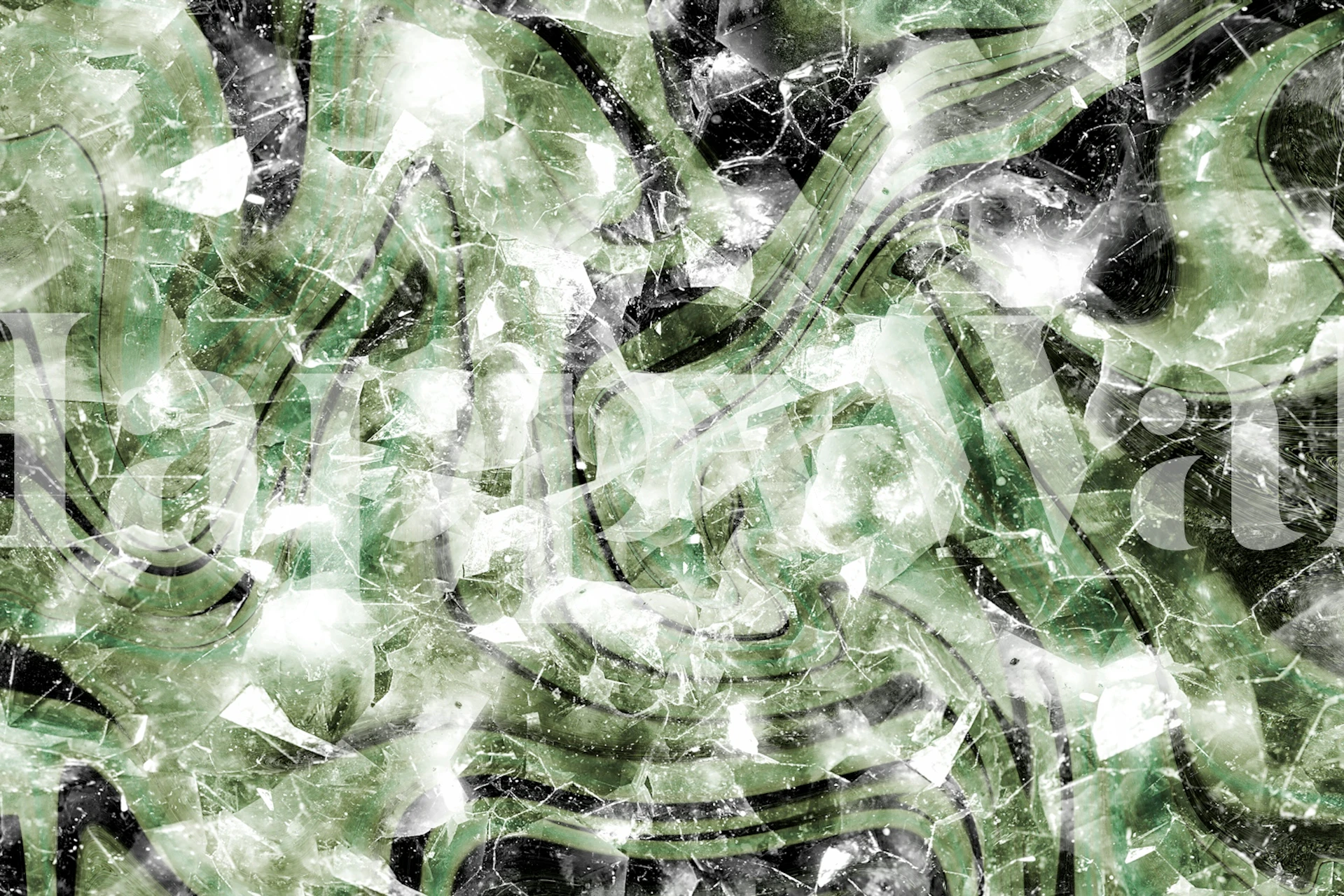 Green and black abstract marble pattern wallpaper