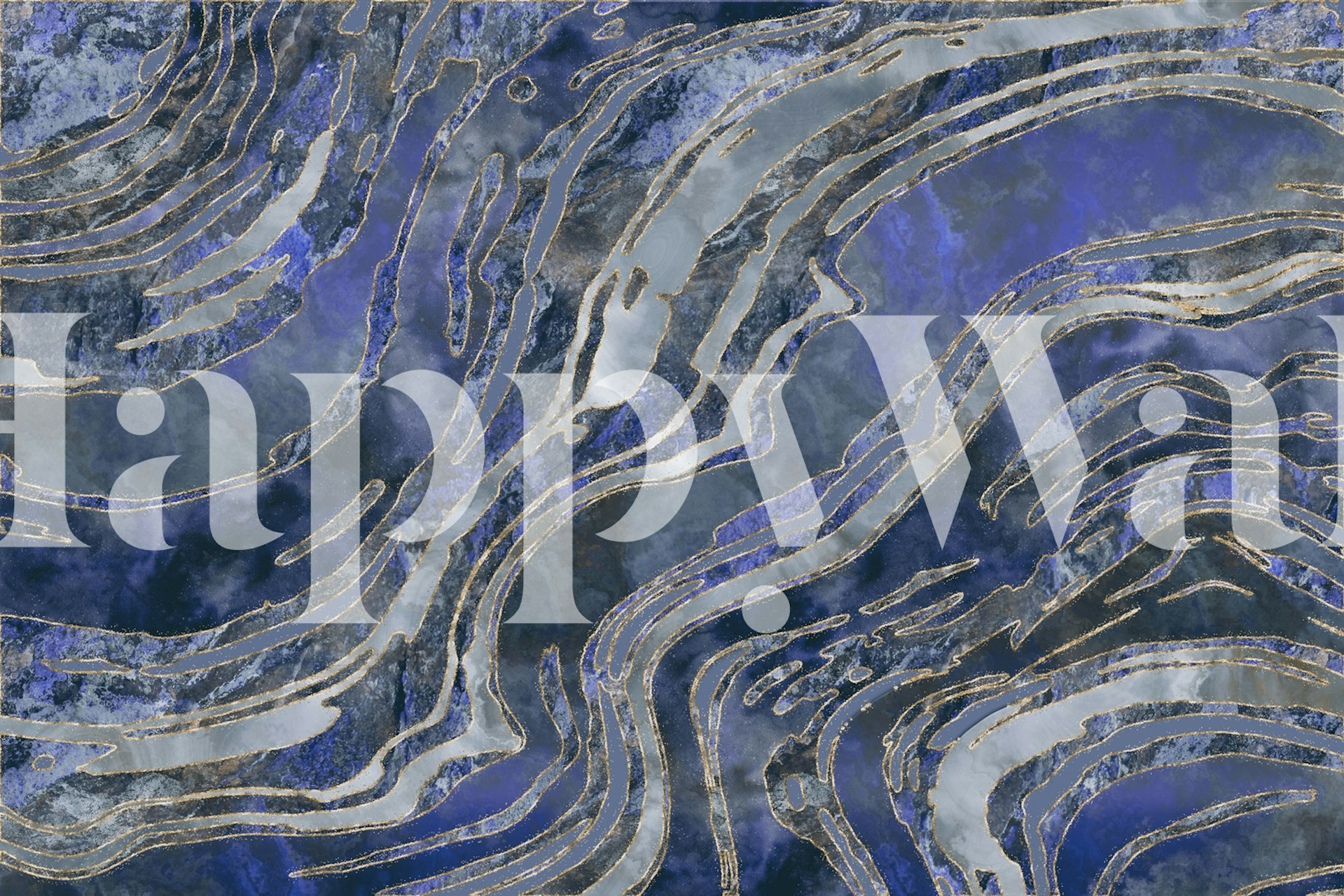 Ice Blue Marble wall mural featuring swirls of blue and white