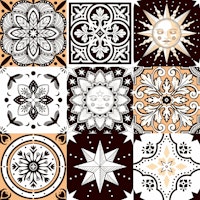 Whimsigothic tiles - black and orange ταπετσαρία