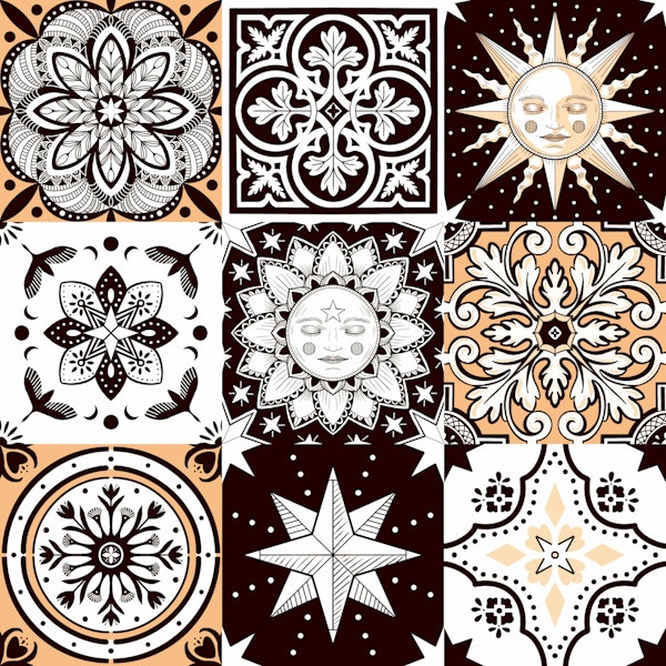 Whimsigothic tiles - black and orange