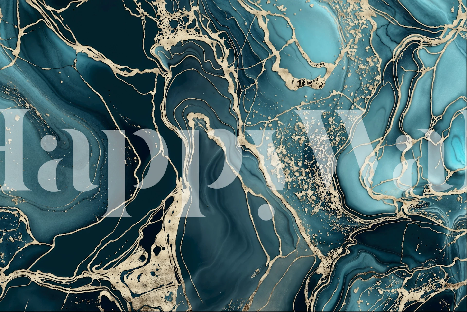 Teal Gold Marble Luxury Chic tapet i ett rum