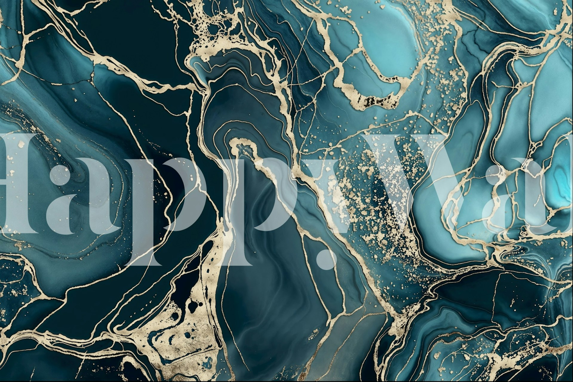 Teal Gold Marble Luxury Chic tapet i et rum