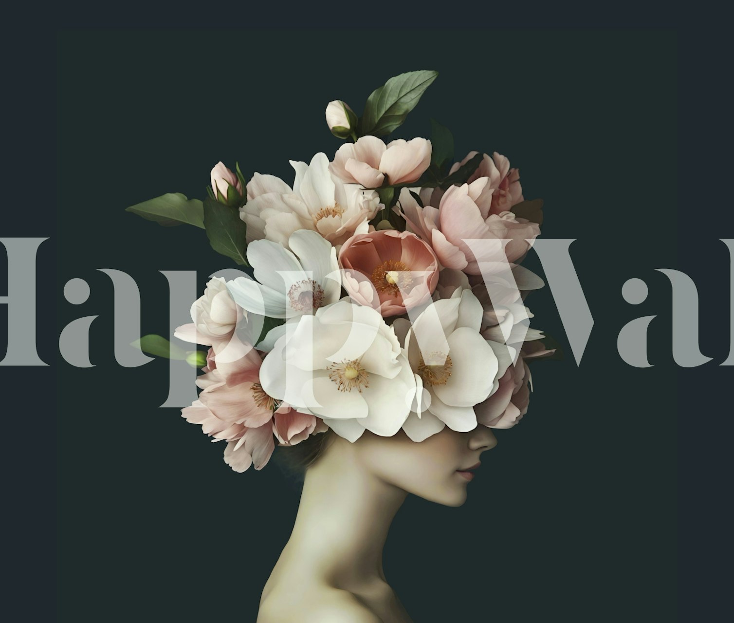 Papel de parede Elegant Bloom Portrait em um quarto