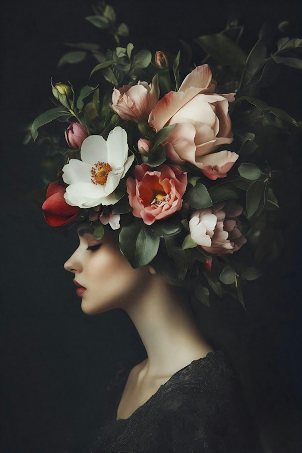 Enchanted Moody Floral Portrait