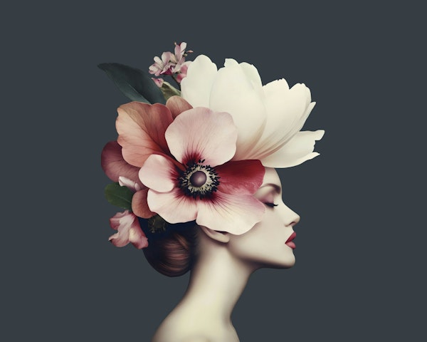Floral Grace Female Portrait