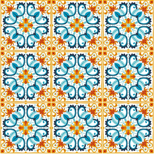 Talavera inspired tiles/ orange and blue