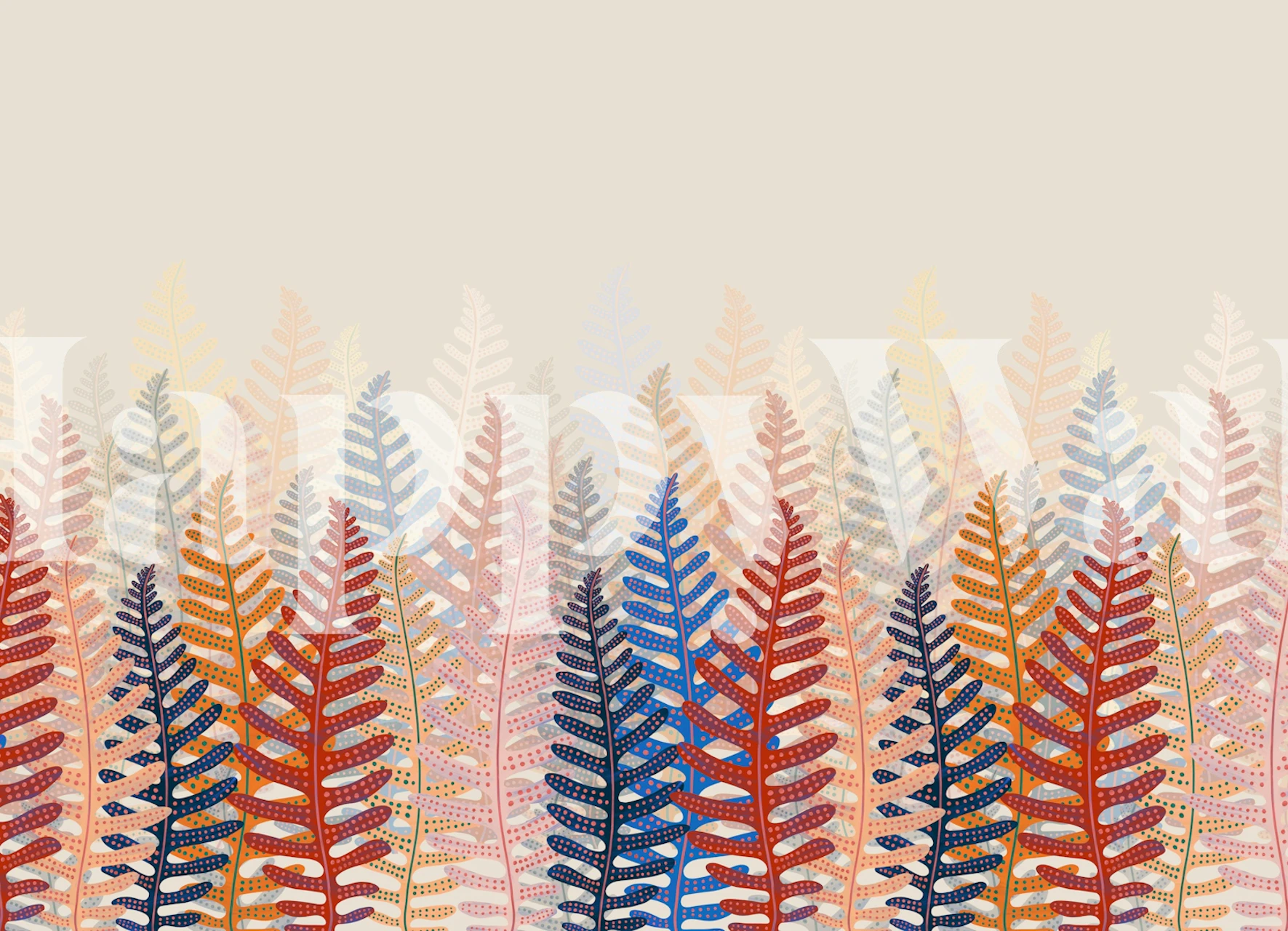 Forest and fern wallpaper in a room