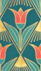 Vintage Art Deco Teal and Gold Tulip Floral