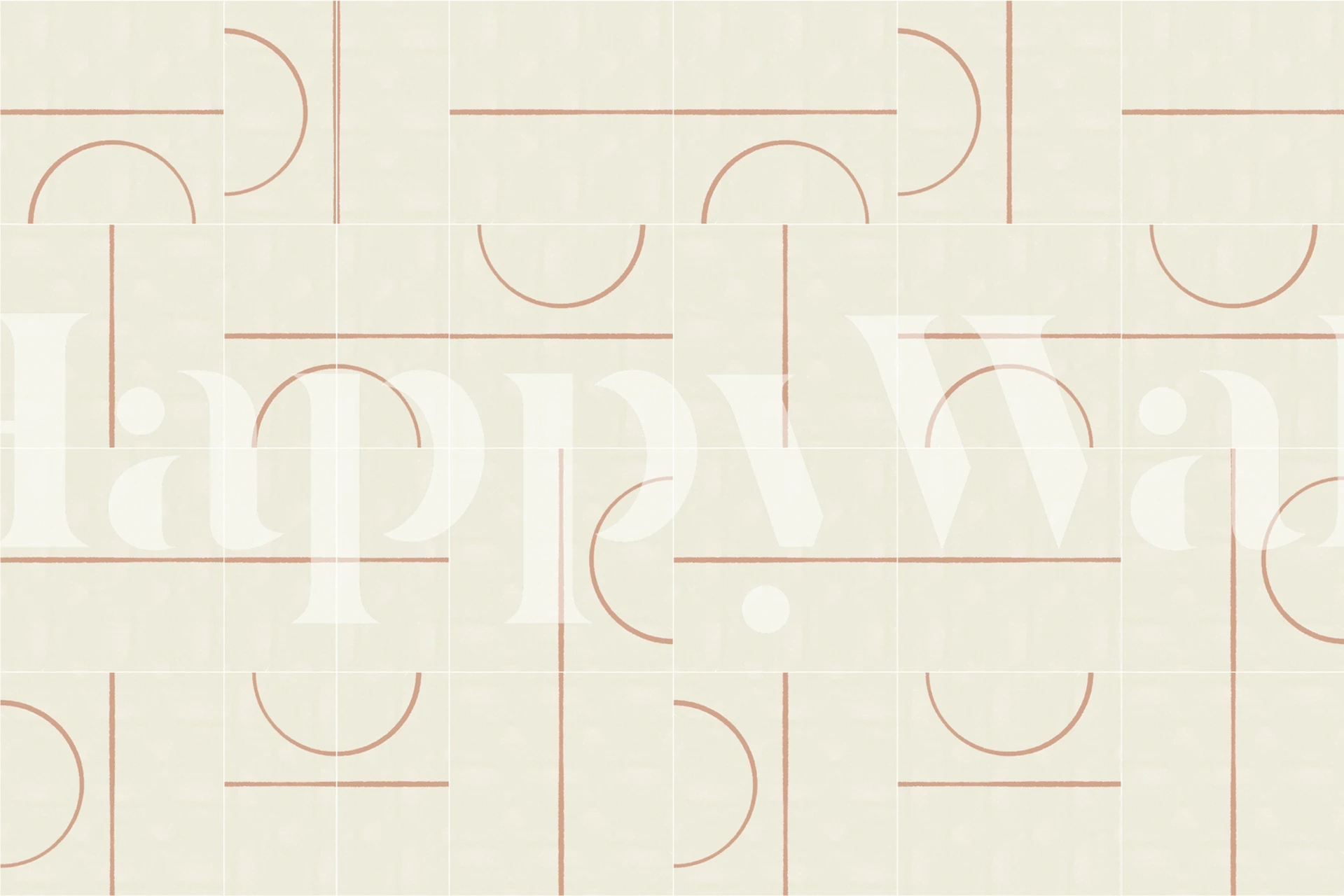 Minimalist geometric design with cream background and brown lines wallpaper