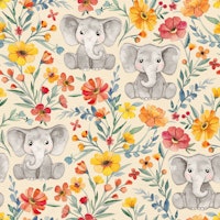 Baby Ellies Watercolor Floral on Cream Small wallpaper
