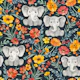 Baby Ellies Watercolor Floral on Navy Small