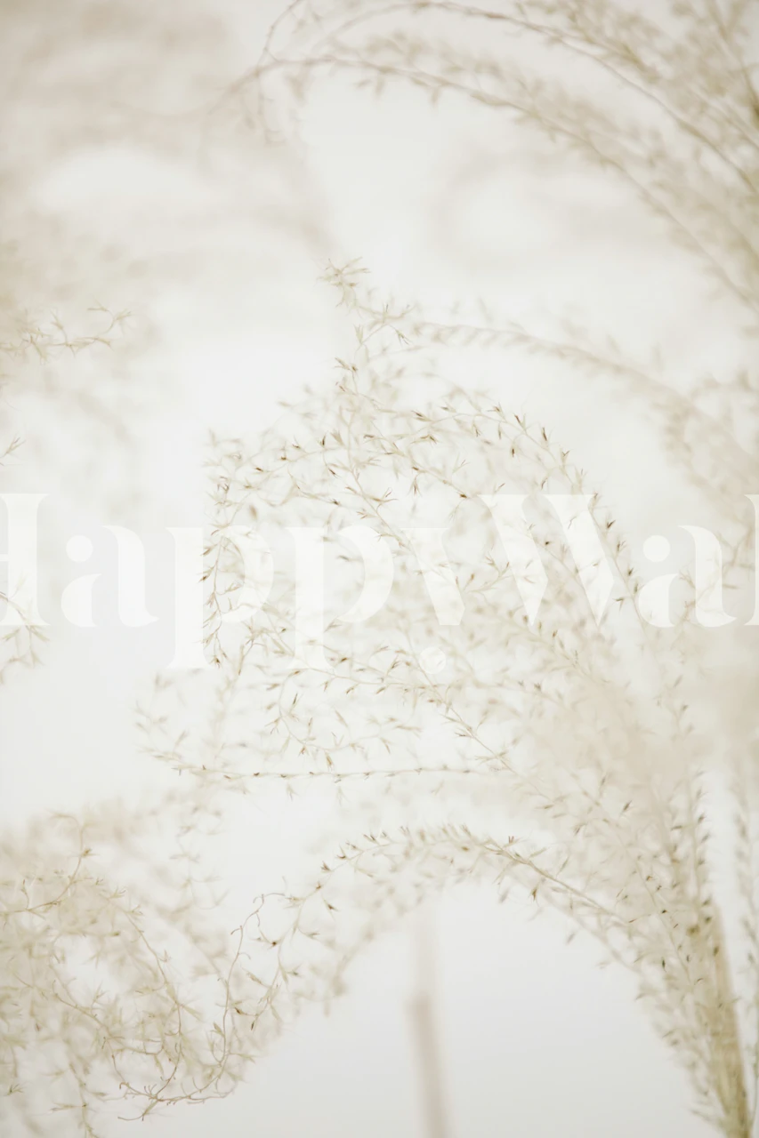 Delicate white grass foliage wallpaper