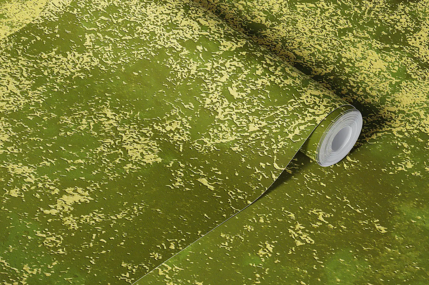 Concrete texture in olive green wallpaper roll