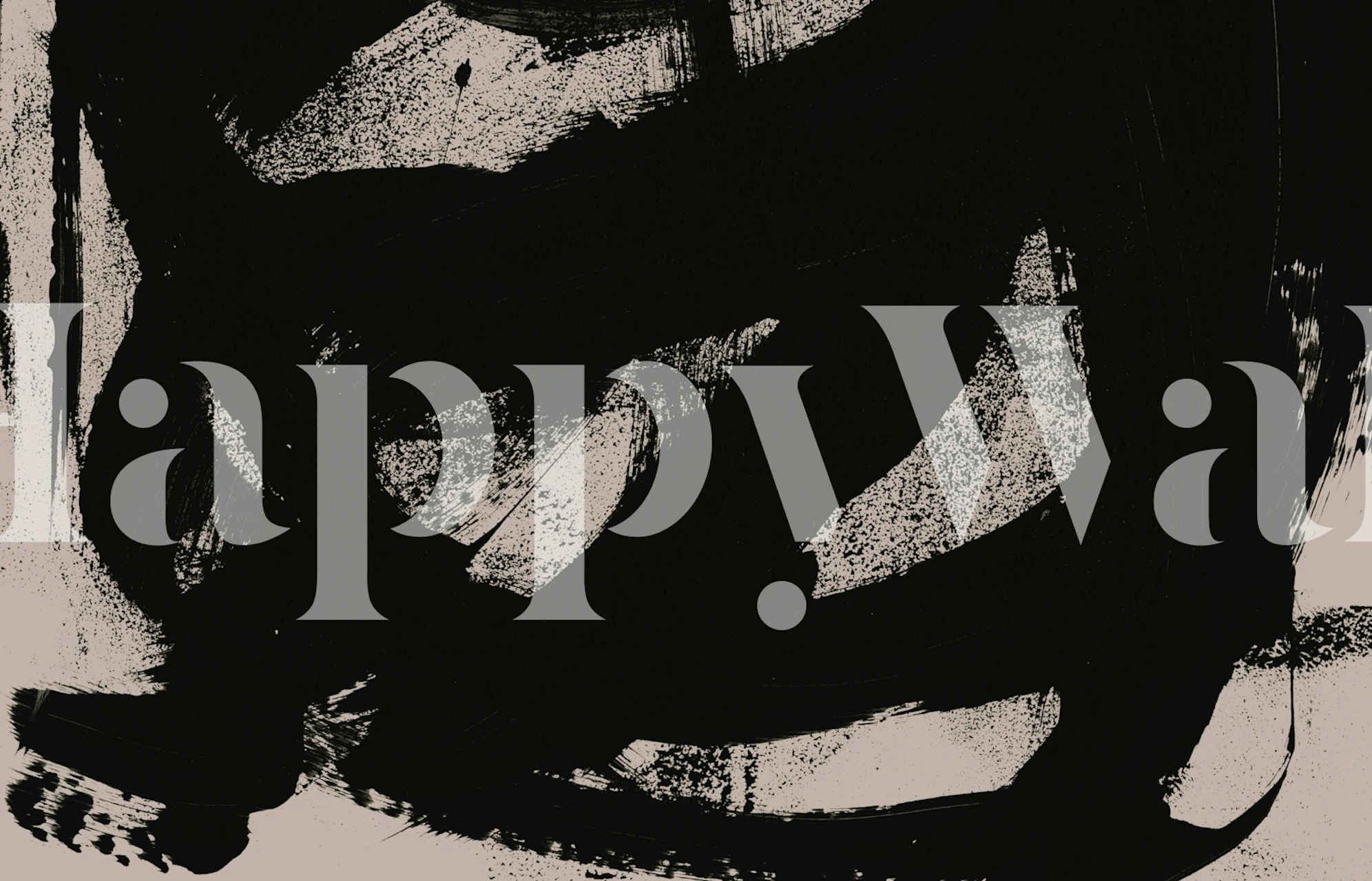 Black abstract brush strokes on a beige background wallpaper