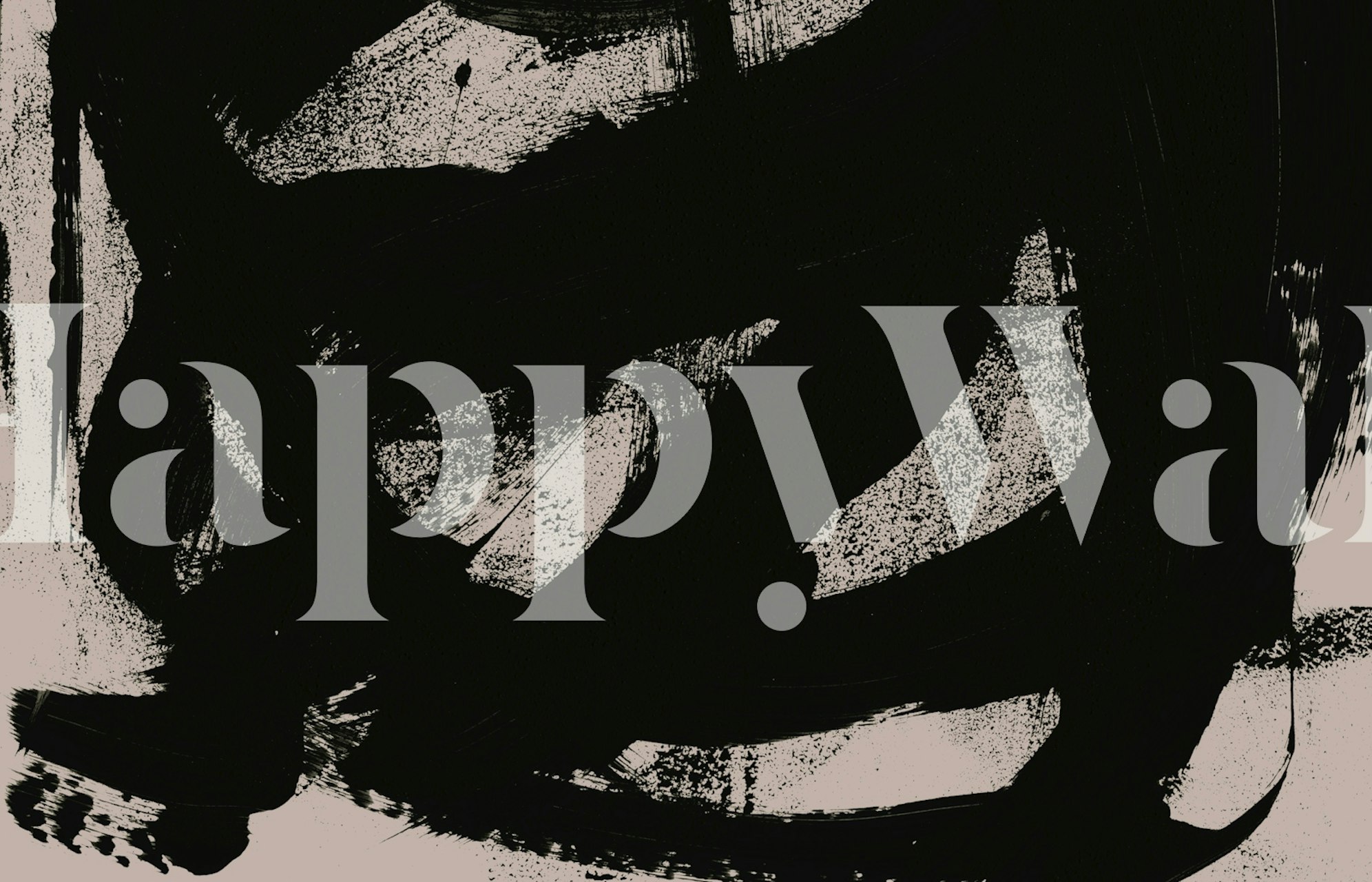 Black abstract brush strokes on a beige background wallpaper