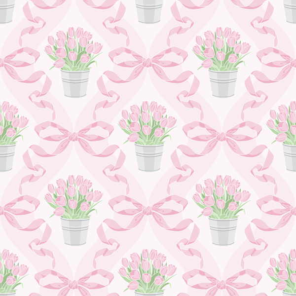 Pink Tulip Bouquets and Ribbons