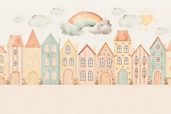 My Tiny Rainbow Town Warm Tones