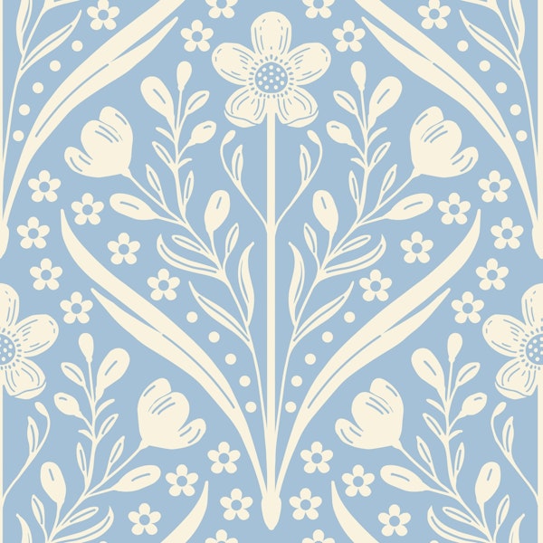 cotage buttercup damask - lightblue