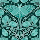 Art Nouveau Poppies, Luna moth - teal