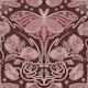 Art Nouveau Poppies, Luna moth - burgundy
