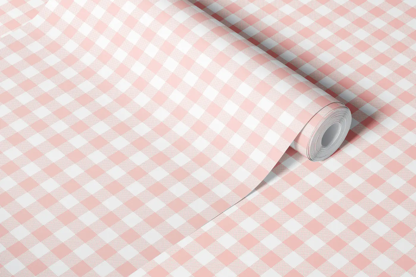 Baby Pink / White Grid Preppy Gingham wallpaper roll
