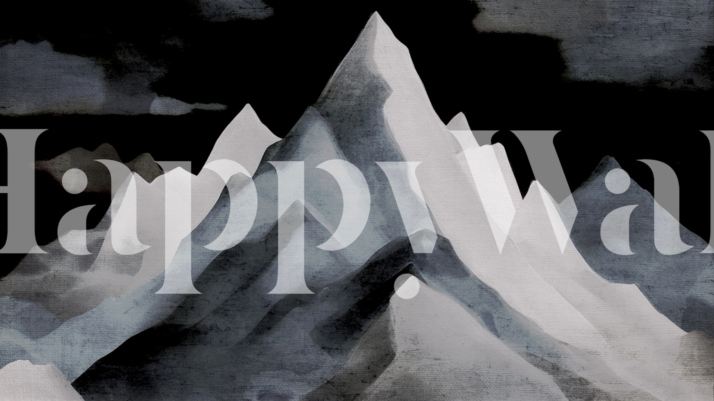 Monochrome mountain peaks wallpaper in a room