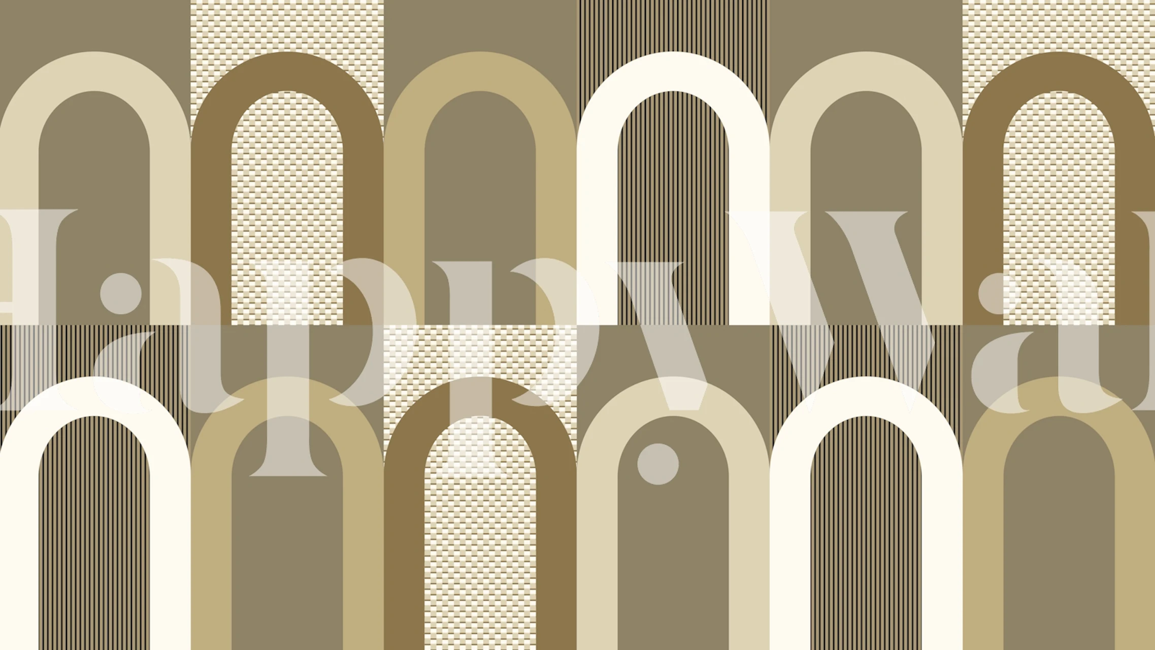 Geometric arch pattern in beige, white, and brown tones wallpaper