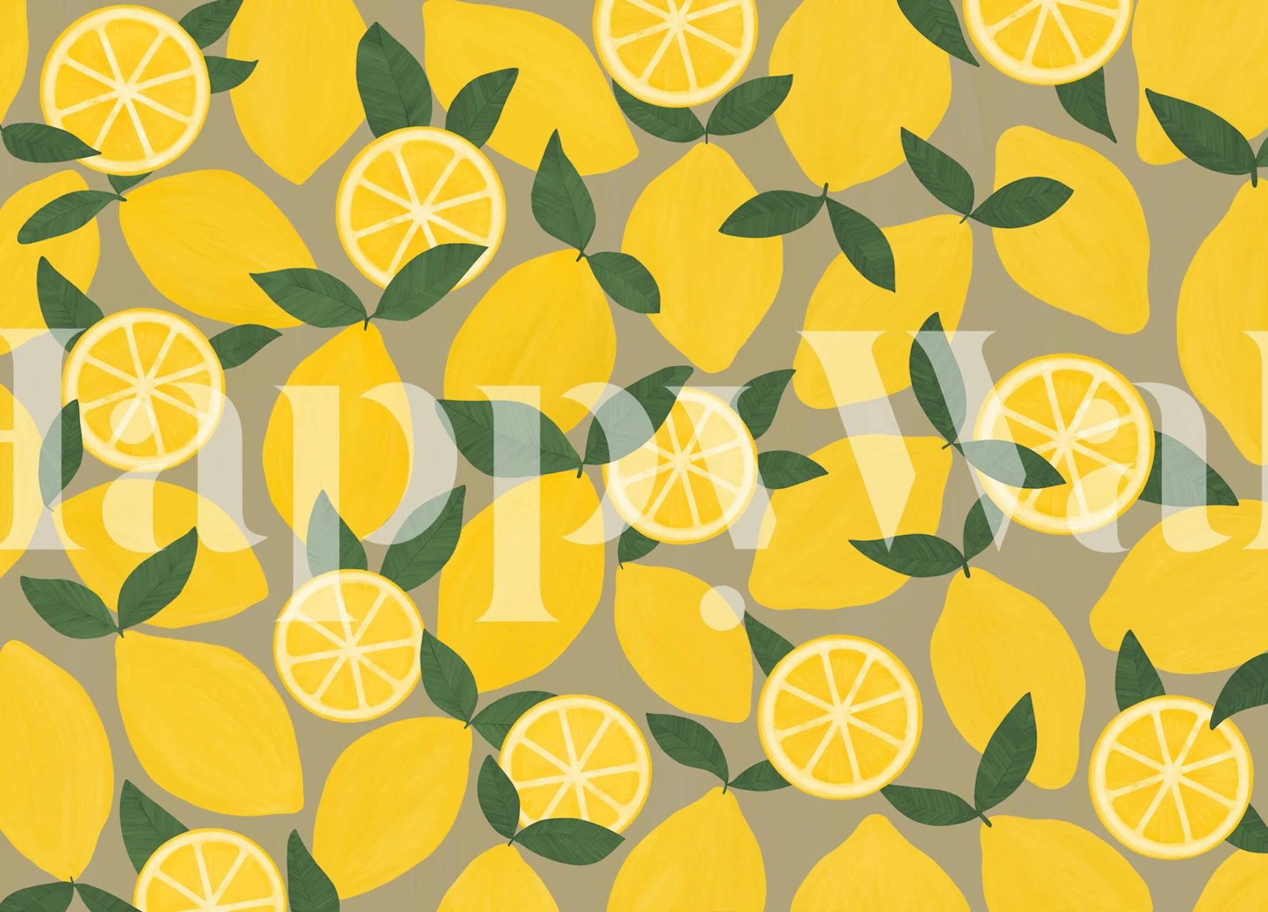 Sunny Citrus Grove lemon wallpaper in a room