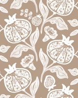Pomegranates Fruits Beige Pattern papiers peint