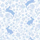 Bunnies and floral silhouettes - blue
