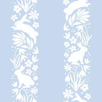 Bunny stripes - white on blue background wallpaper