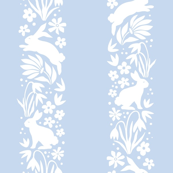 Bunny stripes - white on blue background