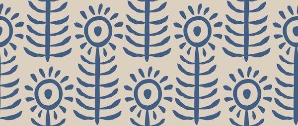 Minimal sunflower - navy on beige
