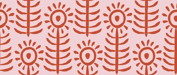Minimal sunflower - red on blush pink